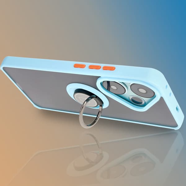 Bizon Case Hybrid Sormus Sormuskotelo Xiaomi Poco F6:lle, savunpunainen ja vaaleansininen kehys