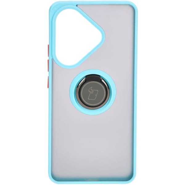 Bizon Case Hybrid Sormus Sormuskotelo Xiaomi Poco F6:lle, savunpunainen ja vaaleansininen kehys