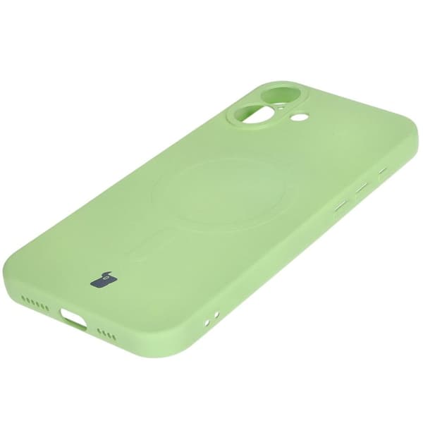 Bizon Magnetic -silikonikotelo iPhone 16 Plussalle, vaaleanvihreä