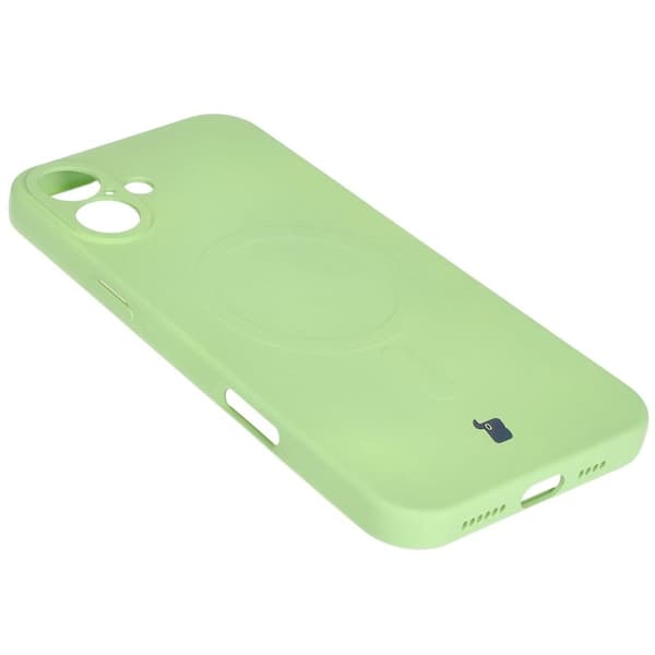Bizon Magnetic -silikonikotelo iPhone 16 Plussalle, vaaleanvihreä