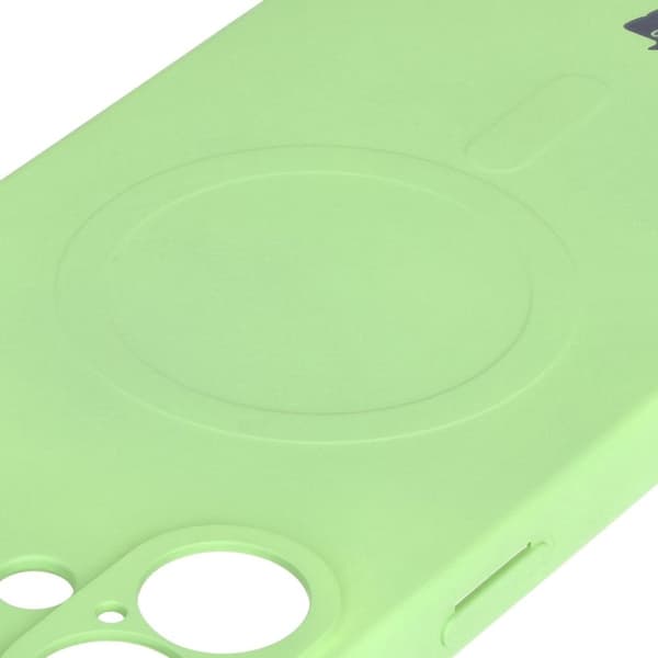 Bizon Magnetic -silikonikotelo iPhone 16 Plussalle, vaaleanvihreä