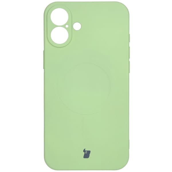 Bizon Magnetic -silikonikotelo iPhone 16 Plussalle, vaaleanvihreä