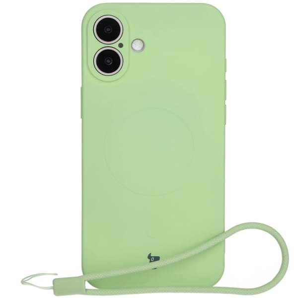 Bizon Magnetic -silikonikotelo iPhone 16 Plussalle, vaaleanvihreä