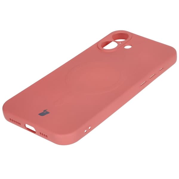 Bizon silikone-cover med magnetisk design til iPhone 16 Plus, støvet pink