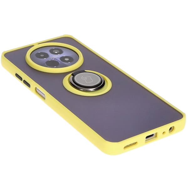 Bizon Case Hybrid Sormuskotelo Realme 12 / 12x:lle, savunpunainen ja keltainen kehys