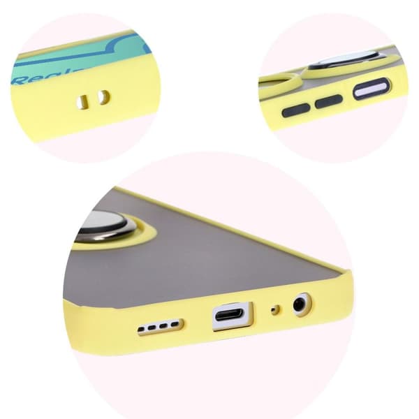 Bizon Case Hybrid Sormuskotelo Realme 12 / 12x:lle, savunpunainen ja keltainen kehys