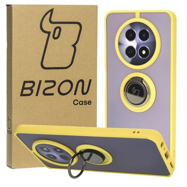 Bizon Case Hybrid Sormuskotelo Realme 12 / 12x:lle, savunpunainen ja keltainen kehys