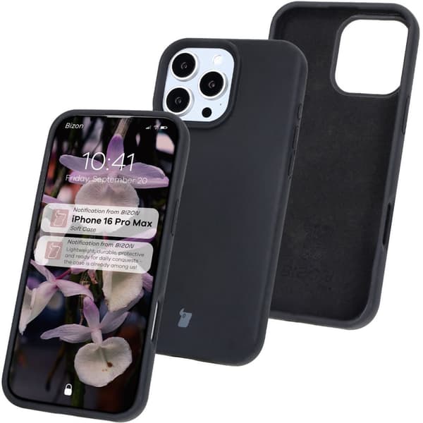 Bizon pehmeä suojakuori iPhone 16 Pro Maxille, musta