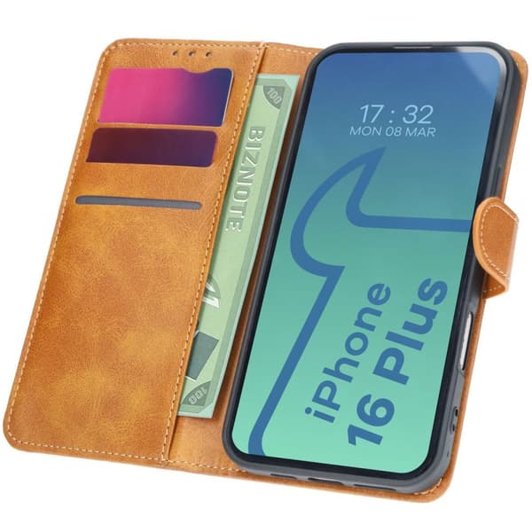 Bizon-kotelo iPhone 16 Plussalle, ruskea
