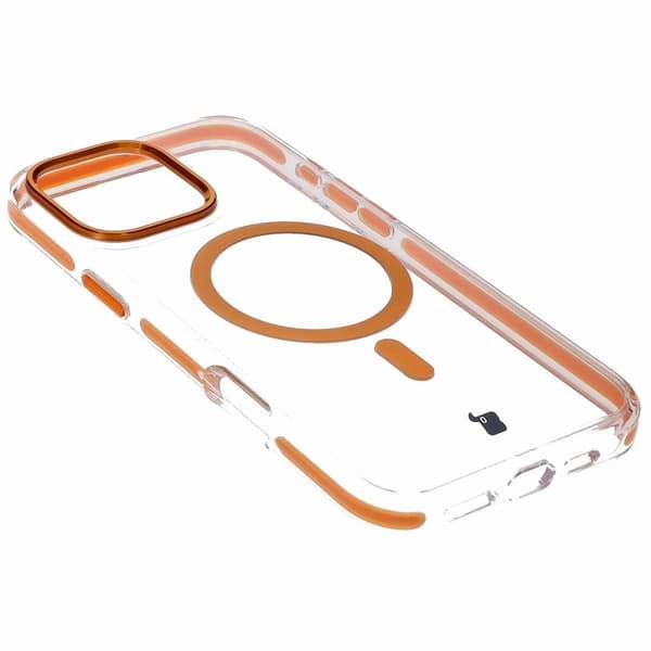 Bizon Case Marco Magnetisk Ringcover til iPhone 16 Pro Max, Transparent med Orange Ramme