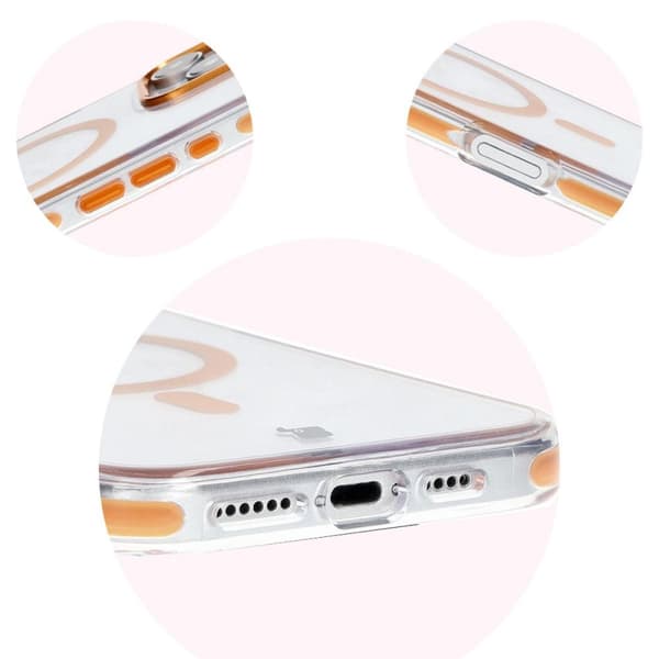 Bizon Case Marco Magnetisk Ringcover til iPhone 16 Pro Max, Transparent med Orange Ramme
