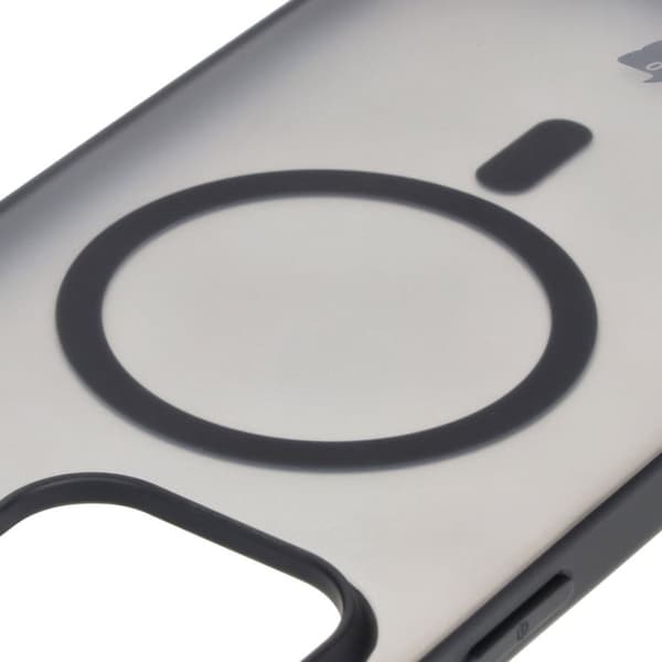 Bizon Case MatteO Magnetiskt Ringskal för iPhone 16 Pro Max, Halvtransparent med Svart Ram