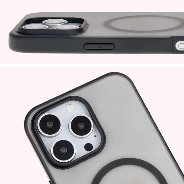 Bizon Case MatteO Magnetiskt Ringskal för iPhone 16 Pro Max, Halvtransparent med Svart Ram