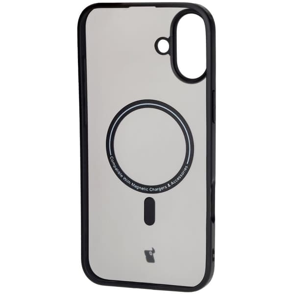 Bizon Case MatteO Magnetiskt Ringskal för iPhone 16 Plus, Halvtransparent med Svart Ram