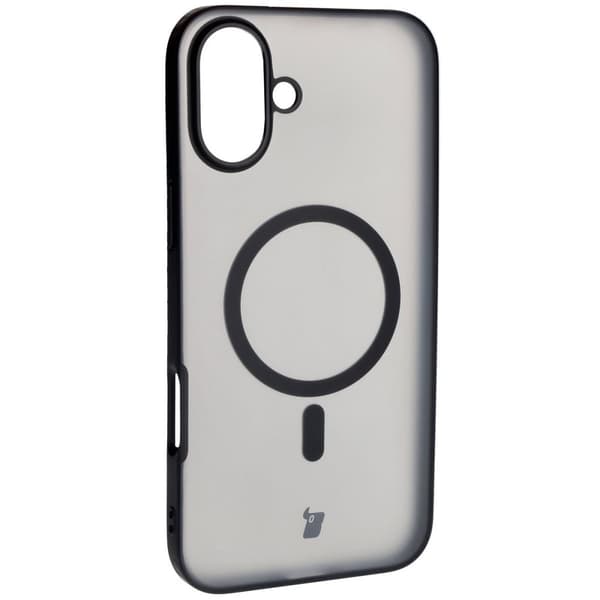 Bizon Case MatteO Magnetiskt Ringskal för iPhone 16 Plus, Halvtransparent med Svart Ram