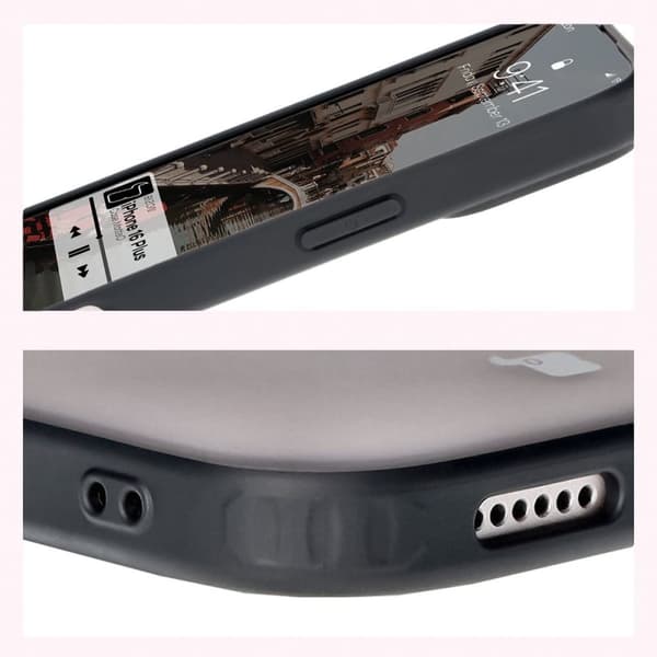 Bizon Case MatteO Magnetiskt Ringskal för iPhone 16 Plus, Halvtransparent med Svart Ram