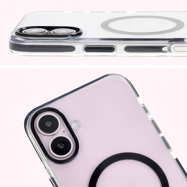 Bizon Case Marco Magnetiskt Ringskal för iPhone 16 Plus, Transparent med Svart Ram