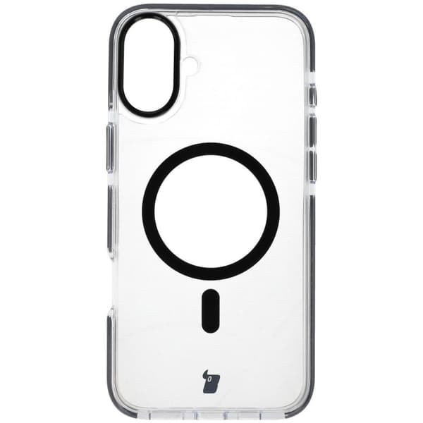 Bizon Case Marco Magnetiskt Ringskal för iPhone 16 Plus, Transparent med Svart Ram