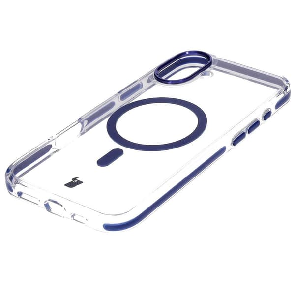 Bizon Case Marco Magnetisk Ring Cover til iPhone 16 Plus, Transparent med Blå Ramme