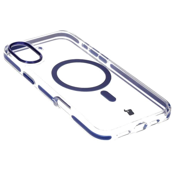 Bizon Case Marco Magnetisk Ring Cover til iPhone 16 Plus, Transparent med Blå Ramme