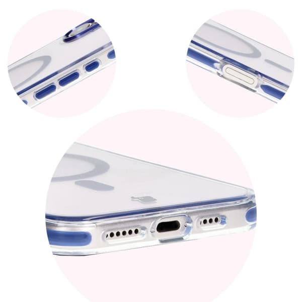 Bizon Case Marco Magnetisk Ring Cover til iPhone 16 Plus, Transparent med Blå Ramme