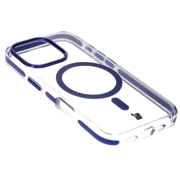 Bizon Case Marco Magnetisk Ring Cover til iPhone 16 Pro, Transparent med Blå Ramme