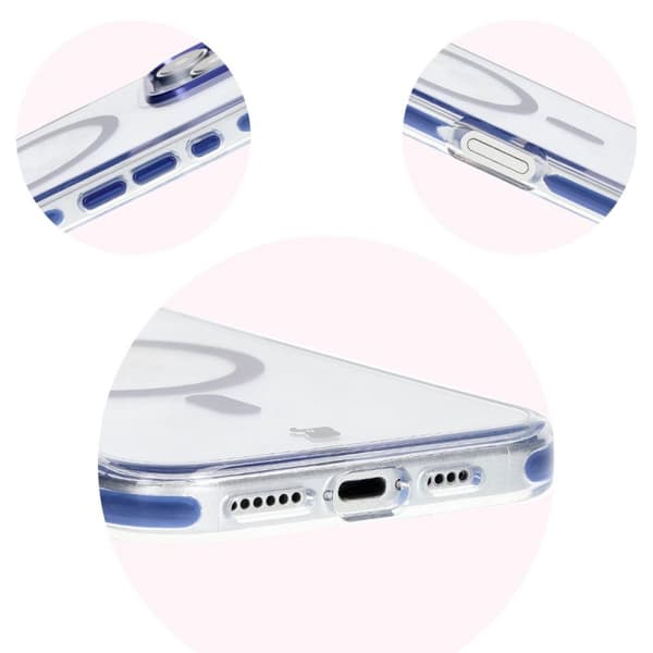 Bizon Case Marco Magnetisk Ring Cover til iPhone 16 Pro, Transparent med Blå Ramme