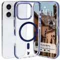 Miniatyrbillede 1 af 9: Bizon Case Marco Magnetisk Ring Cover til iPhone 16 Pro, Transparent med Blå Ramme