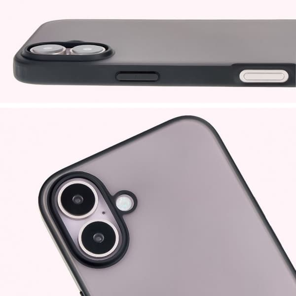 Bizon Angelo -kotelo iPhone 16:lle, savunpunainen ja mustalla kehyksellä