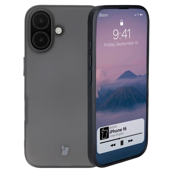 Bizon Angelo -kotelo iPhone 16:lle, savunpunainen ja mustalla kehyksellä