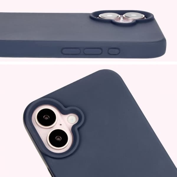 Bizon pehmeä suojakuori iPhone 16 Plussalle, tummansininen