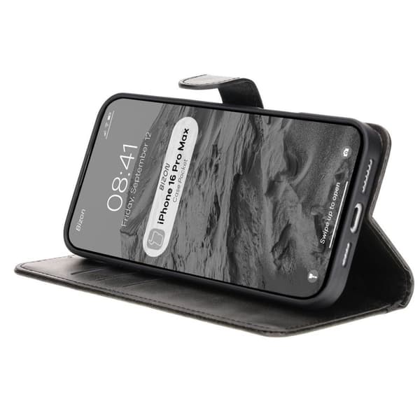 Bizon-skal med ficka till iPhone 16 Pro Max, svart