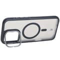 Pikkukuva 5 / 9: Bizon Case Eclipse -kotelo jalustalla ja magneettirenkaalla iPhone 16 Pro Maxille, savunpunainen ja musta kehys
