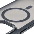 Pikkukuva 6 / 9: Bizon Case Eclipse -kotelo jalustalla ja magneettirenkaalla iPhone 16 Pro Maxille, savunpunainen ja musta kehys