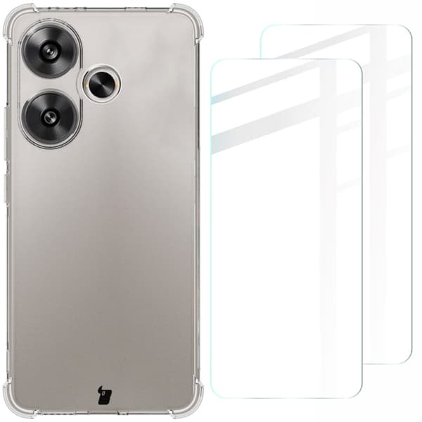 Etui + 2x Bizon-etui i hærdet glas, klar pakke til Xiaomi Poco F6