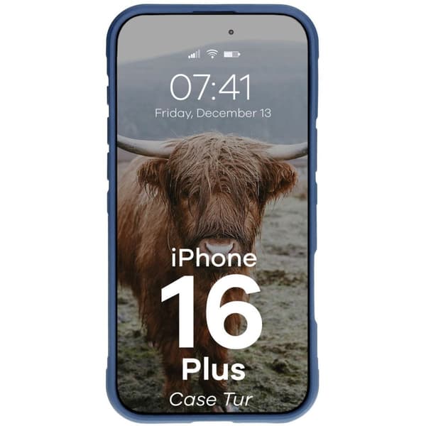 Bizon Case Tur armerat skal för iPhone 16 Plus, marinblå