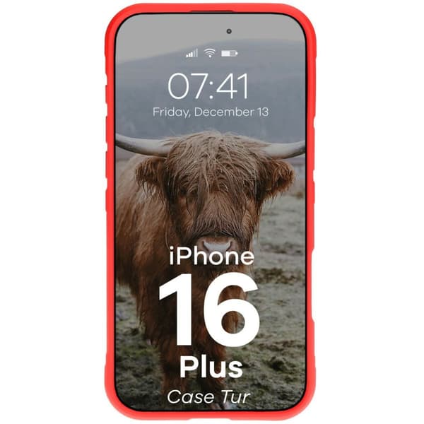 Bizon Case Tur -panssaroidun suojakuoren iPhone 16 Plussalle, punainen