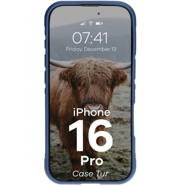 Bizon Case Tur armerat skal för iPhone 16 Pro, marinblå