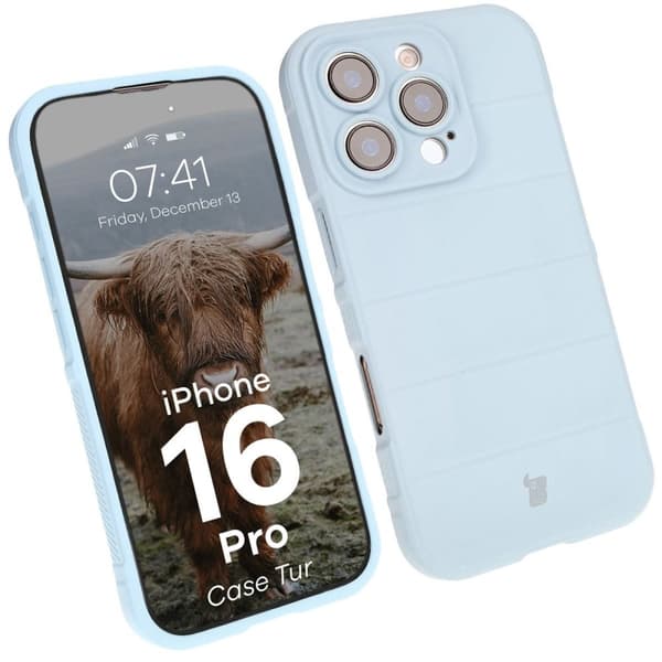 Bizon-skal Tur för iPhone 16 Pro, ljusblå
