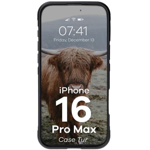 Bizon Case Tur pansret cover til iPhone 16 Pro Max, sort