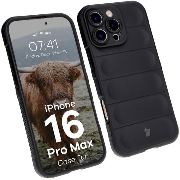 Bizon Case Tur pansret cover til iPhone 16 Pro Max, sort