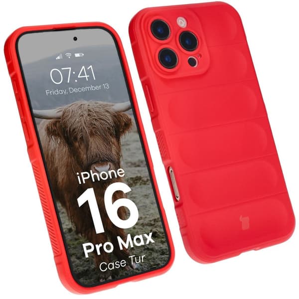 Bizon Case Tur pansret cover til iPhone 16 Pro Max, rød