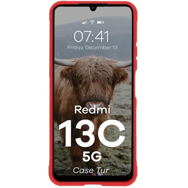 Bizon Case Tur panssaroitu suojakuori Xiaomi Redmi 13C 5G:lle, punainen