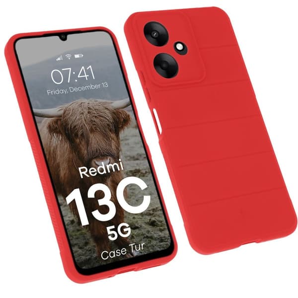 Bizon Case Tur panssaroitu suojakuori Xiaomi Redmi 13C 5G:lle, punainen