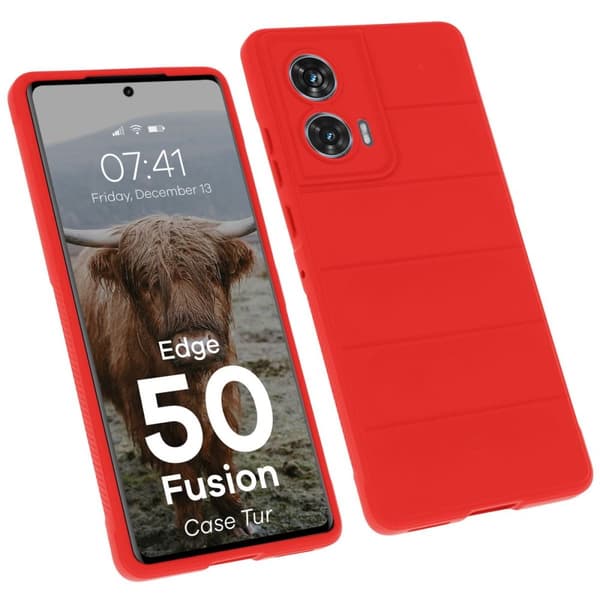 Bizon-skal Tur för Motorola Edge 50 Fusion, rött