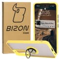 Miniatyrbild 1 av 6: Bizon Case Hybrid Ring Fingerringfodral till Oppo Reno 12 Pro, Rökfärgad med Gul Ram