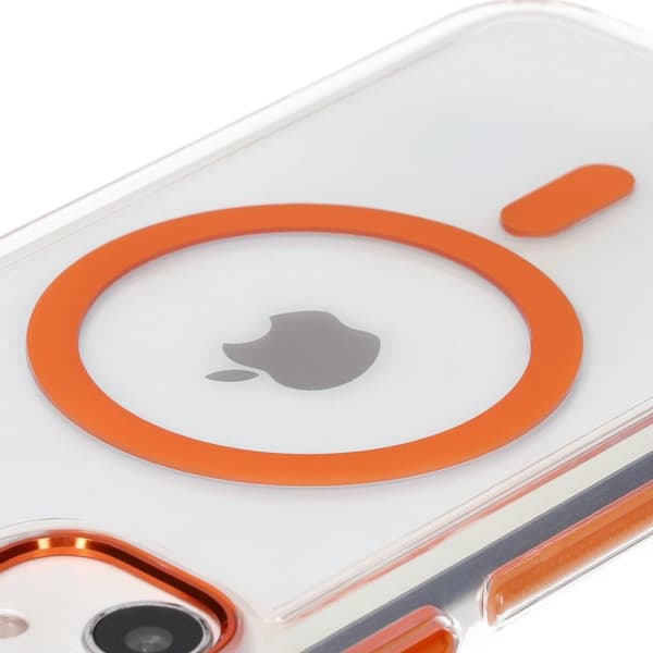 Bizon Case Marco iPhone 11 Magnetisk Ring Cover, Gennemsigtig med Orange Ramme