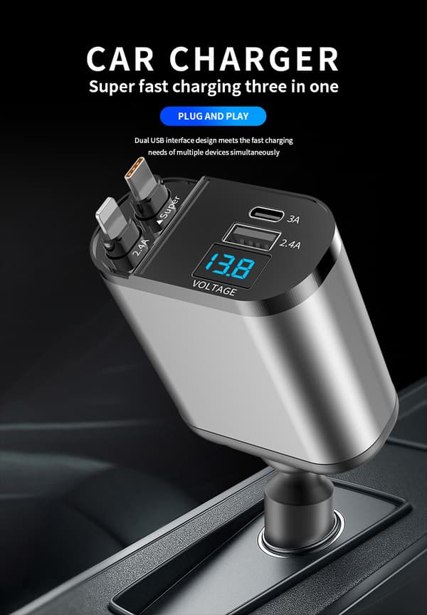 Lollanda Biloplader 100w - Biloplader - iPhone/Samsung - USB-C