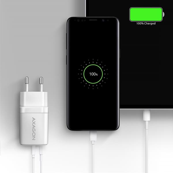 Axagon ACU-PQ30W Oplader QC3.0.4.0/AFC/FCP/PPS/Apple+ PD USB-C 30W - hvid - USB Type C Mobiltelefon, Smartphone, Smartwatch, Tablet, Universal Hvid AC