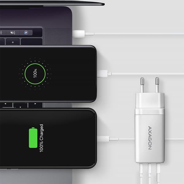 Oplader til bærbare enheder Axagon ACU-DPQ65W Universal Hvid AC hurtigopladning Intern